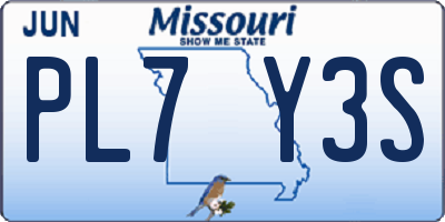 MO license plate PL7Y3S