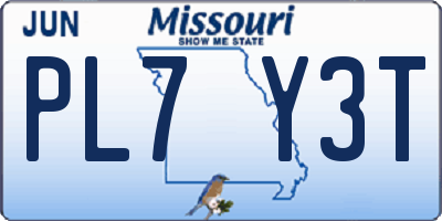 MO license plate PL7Y3T