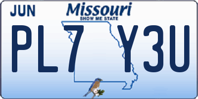 MO license plate PL7Y3U