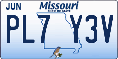 MO license plate PL7Y3V