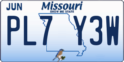 MO license plate PL7Y3W