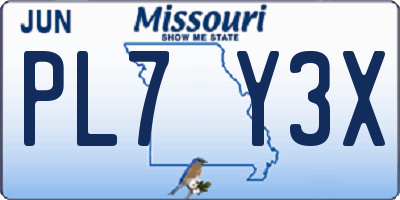 MO license plate PL7Y3X
