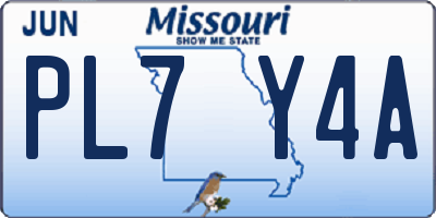 MO license plate PL7Y4A
