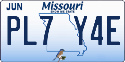 MO license plate PL7Y4E