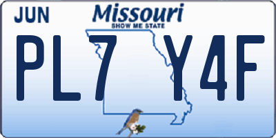 MO license plate PL7Y4F