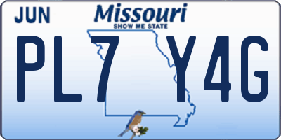 MO license plate PL7Y4G