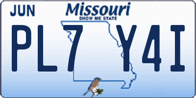 MO license plate PL7Y4I