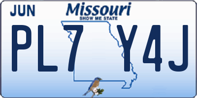 MO license plate PL7Y4J