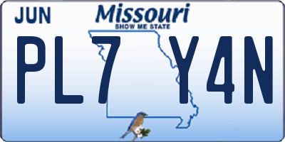MO license plate PL7Y4N