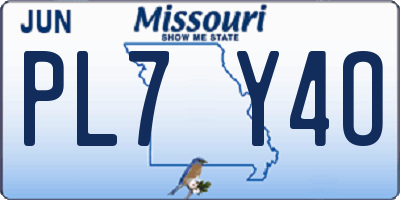 MO license plate PL7Y4O