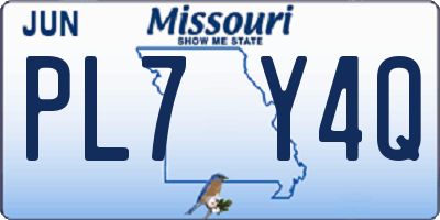 MO license plate PL7Y4Q