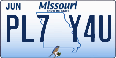 MO license plate PL7Y4U