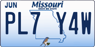 MO license plate PL7Y4W