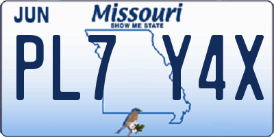 MO license plate PL7Y4X
