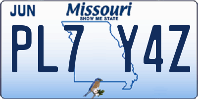 MO license plate PL7Y4Z