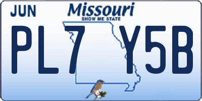 MO license plate PL7Y5B