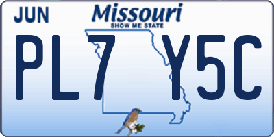MO license plate PL7Y5C