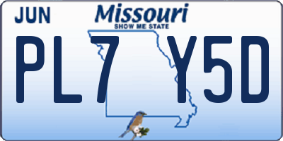MO license plate PL7Y5D