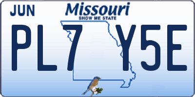 MO license plate PL7Y5E