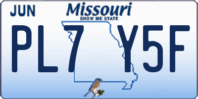 MO license plate PL7Y5F