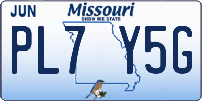 MO license plate PL7Y5G