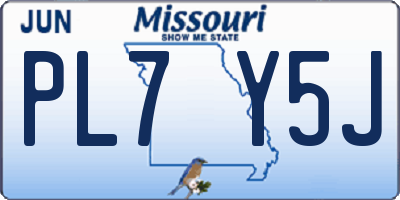MO license plate PL7Y5J