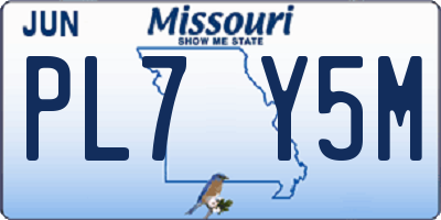 MO license plate PL7Y5M