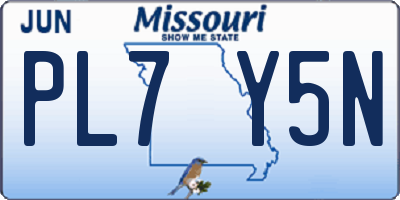 MO license plate PL7Y5N