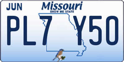MO license plate PL7Y5O