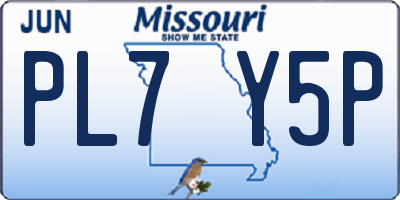 MO license plate PL7Y5P