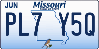 MO license plate PL7Y5Q