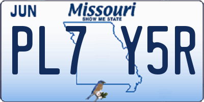 MO license plate PL7Y5R