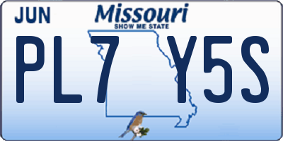 MO license plate PL7Y5S