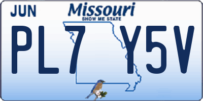 MO license plate PL7Y5V
