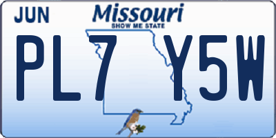 MO license plate PL7Y5W