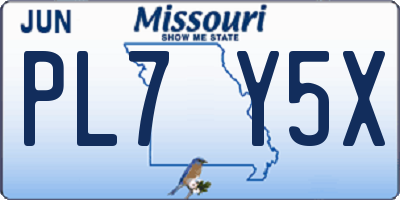MO license plate PL7Y5X