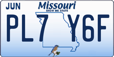 MO license plate PL7Y6F