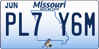 MO license plate PL7Y6M