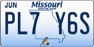 MO license plate PL7Y6S