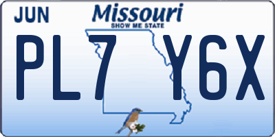 MO license plate PL7Y6X