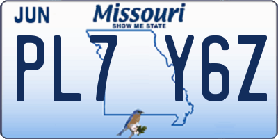 MO license plate PL7Y6Z