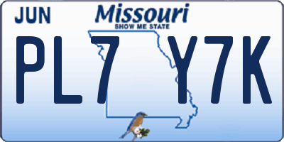 MO license plate PL7Y7K