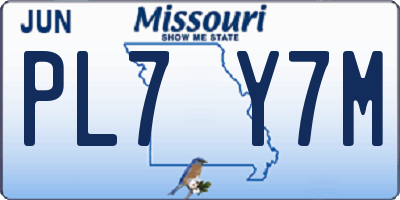 MO license plate PL7Y7M