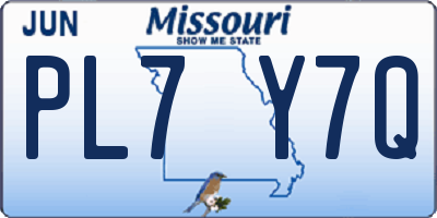 MO license plate PL7Y7Q
