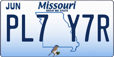 MO license plate PL7Y7R