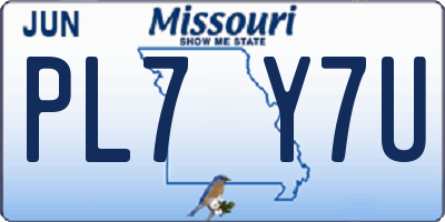 MO license plate PL7Y7U