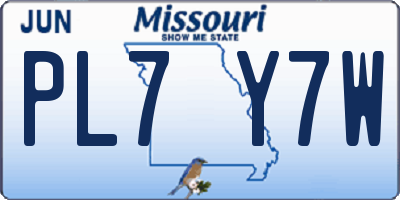 MO license plate PL7Y7W