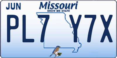 MO license plate PL7Y7X