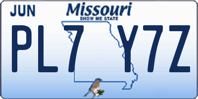 MO license plate PL7Y7Z