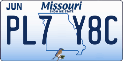 MO license plate PL7Y8C